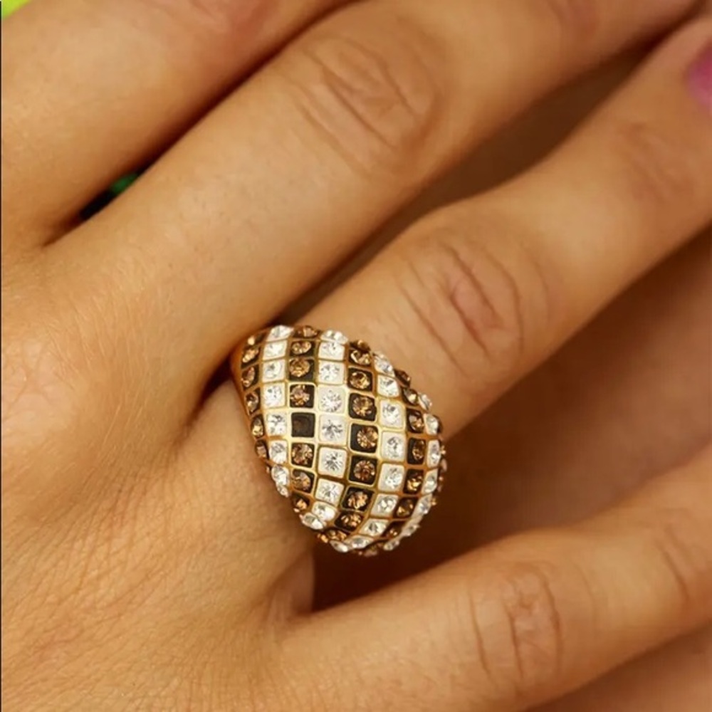 SAVVY CIE 18K Gold Italian Crystal Dome Ring